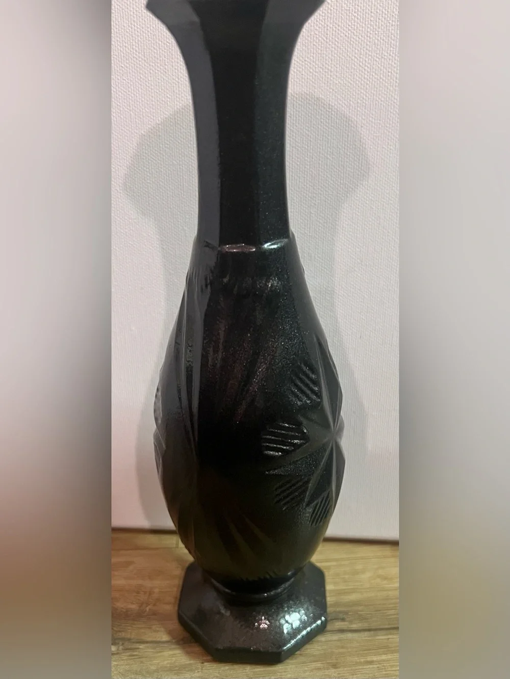Romanian Black Decorative Glass Vase - Home Accents